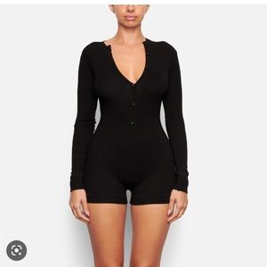 COPY - SOFT LOUNGE BUTTON UP HENLEY ONESIE